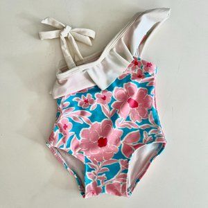 Good Condition Janie & Jack Floral Girls Swimsuit Baby 3-6M